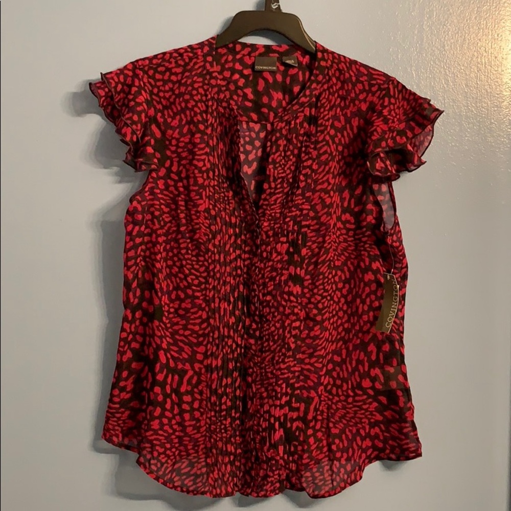 NWT size large women’s sheer v neck button down